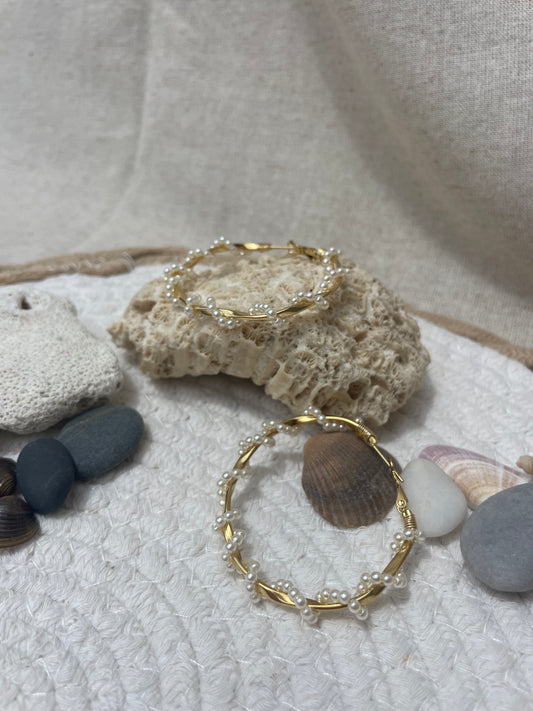 Boucle d'Oreille Créole Perlée